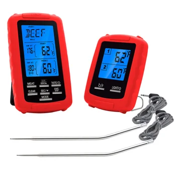 

Durable Thermometer Wireless Temperature Meter Digital Thermometer LED Display Thermometer for Baking BBQ Oven Kitchen Home (Red