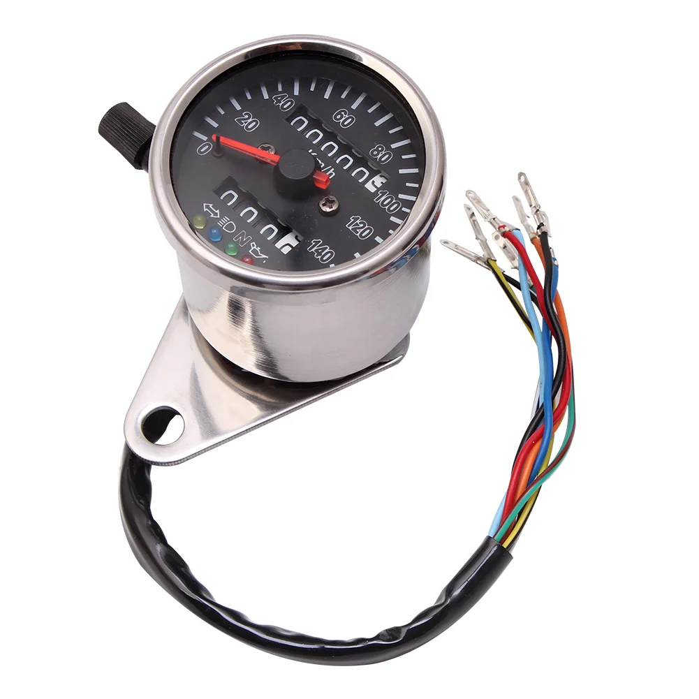 3 styles Universal LED Backlight Motorcycle Dual Odometer KM/H Speedometer Gauge Mini Retro Tachometer