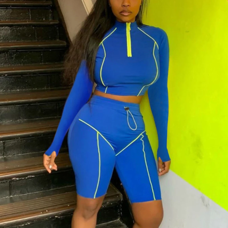 neon blue biker shorts