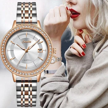 

2020 Women Watch Gold Top Luxury Brand Dress Business Casual Fashion Water Watches Quartz Calendar Wristwatch Relogio Feminino