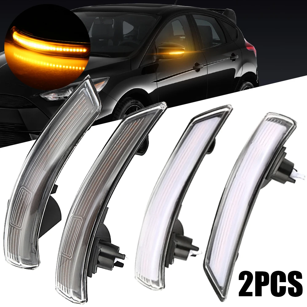 

1 Pair Yellow Dynamic Turn Signal LED Light Side Wing Signal Lights Waterproof Fit For Ford Focus 2012-2018