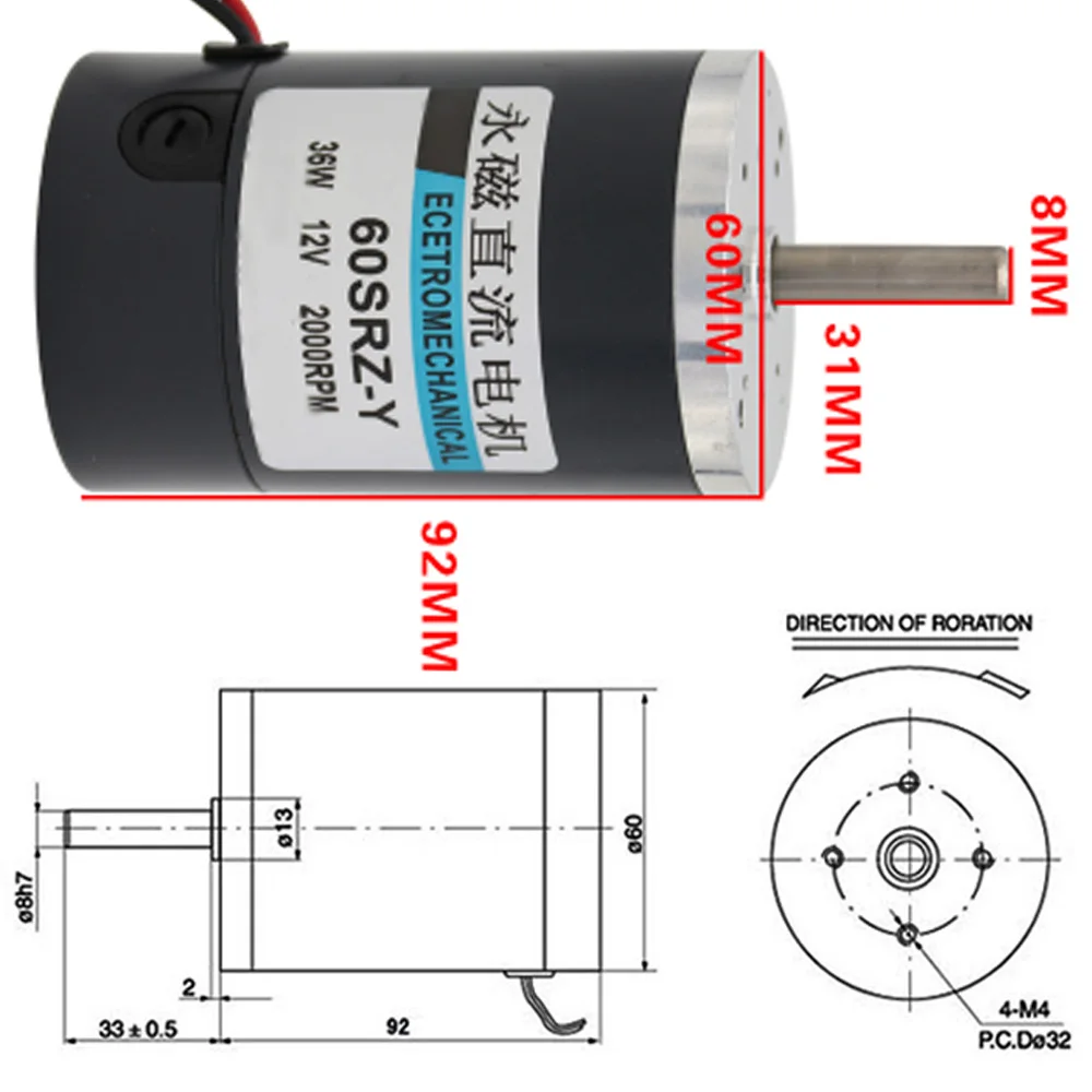 Микро-постоянный магнит высокой Скорость 12V 24V DC моторы 2000/3000/4000 об/мин регулируемая Скорость Реверсивный 8 мм вал Диаметр низкая Шум