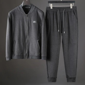 

JSBD brand men's loose baseball collar stripes two-piece men's autumn and winter thick warm sports suit men