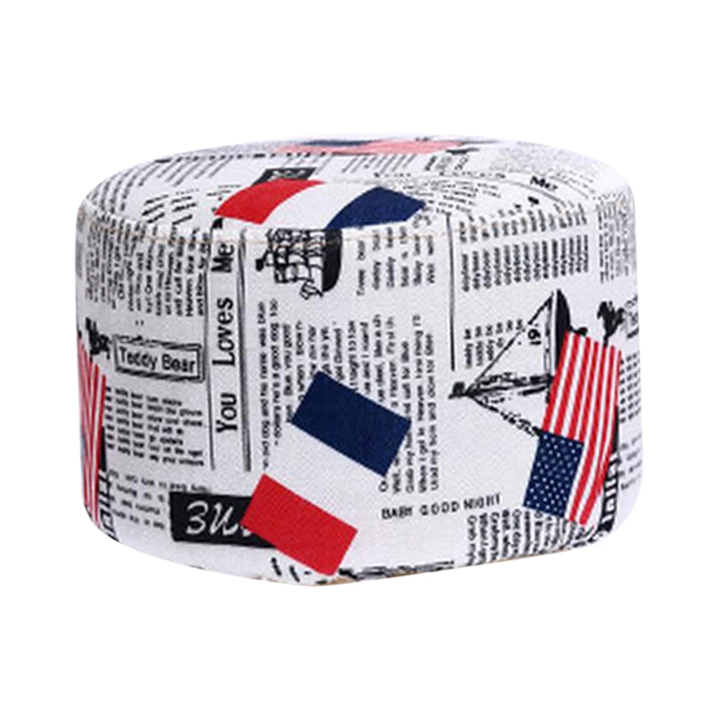 28x18cm Round Linen Fabric Footstool Cover Wooden Stool Slipcover Flag Footstool Cover Replacement Round Footstools Cover