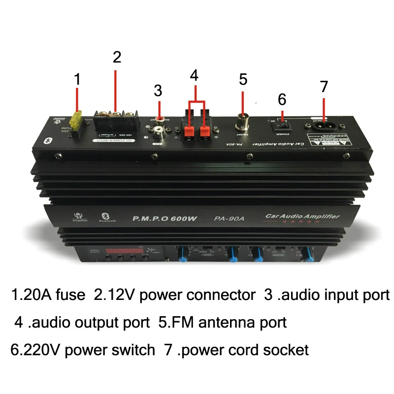 12V 600W Pa-90A 2-канальный Bluetooth автомобильный усилитель звуковой усилитель сабвуфер с Usb/Sd/Fm Дисплей Функция