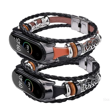 

2019 Vintage Braided Rope Wristband Metal Buckle Watch Band Strap Replacement for Xiaomi Mi Band 4/3 Bracelet Accessories
