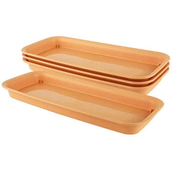 

Plastic Plant Pots and Saucers 16 Inch, Each Set of 4, Flower Pot Tray Resin Plant Drip Tray Base Tray