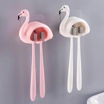 

Pink Flamingo Toothbrush Holder Wall Mounted Bathroom Accessories Toothbrush Hanging Hanger With Strong No-Trace Sticker Sucking