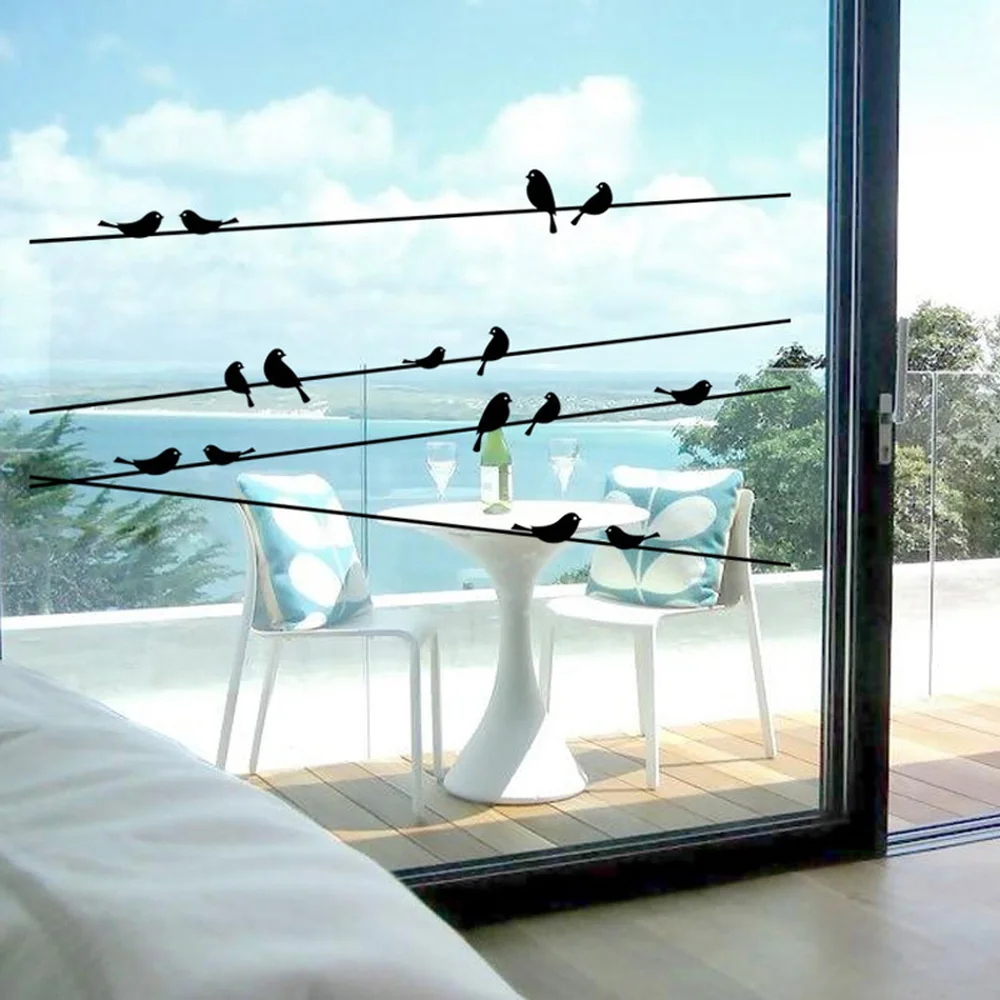 1pc Vinyl Removable Wall Stickers Black Birds Tree Branch DIY For Glass Window Door Bathroom Living Room Decor | Дом и сад