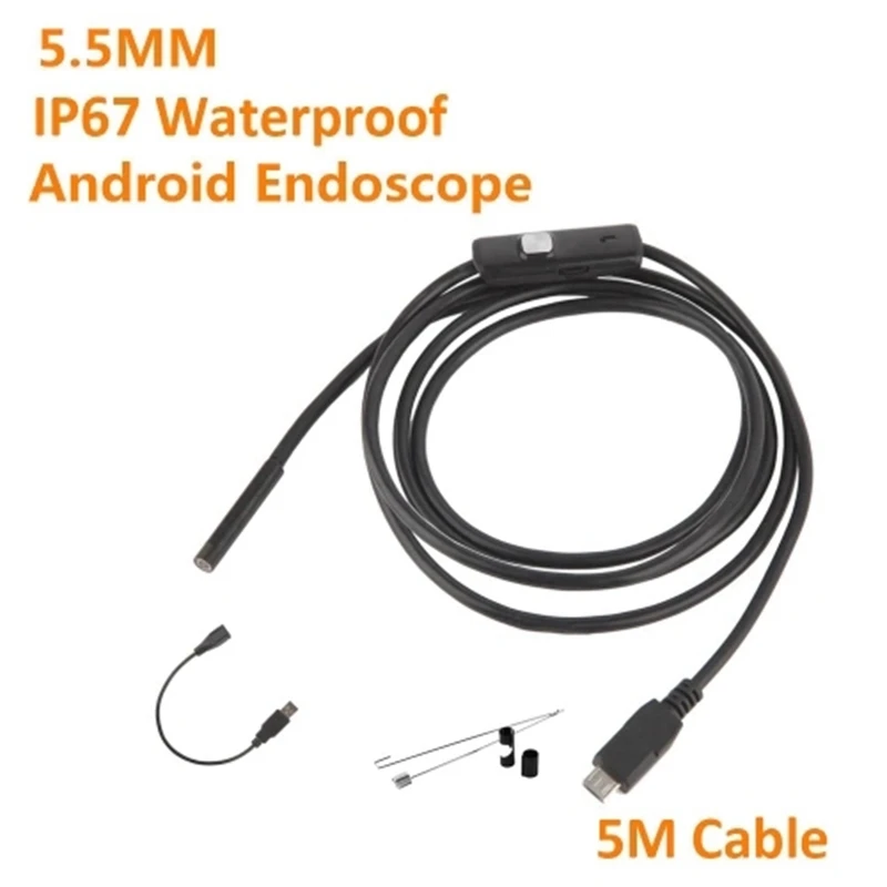 FFYY-Phone эндоскоп 5,5 мм кабель 640x480 HD USB Водонепроницаемый эндоскоп инспекционный бороскоп камера для Android мобильного телефона ПК