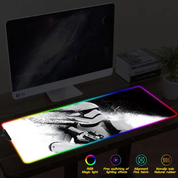 

FFFAS Star Wars Large Gaming Mouse Pad Gamer Mousepad RGB Mouse Pad Computer Mat LED Backlit Mat Mause Carpet Desk Mat