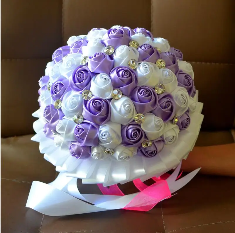 Диаметр 26 см Ramos de Novia фиолетовый и прозрачный Кристалл Свадебный букет на заказ цвета искусственный цветок свадебный букет - Цвет: picture color
