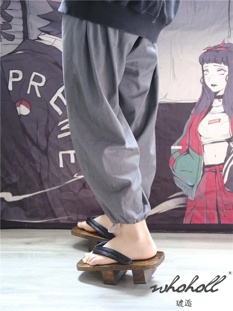 Sommer Mann Slipper Japanische Geta Holz Clogs Sandalen Samurai Cosplay Schuhe Frauen Mann Flip-Flops Dicken Boden Plattform Schuh – Detail 14