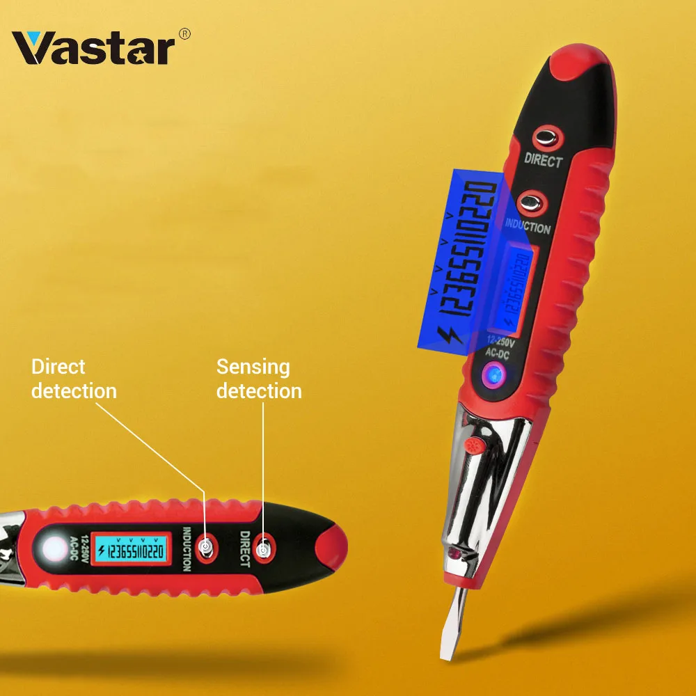 Vastar VD700 цифровой дисплей электрическая тестовая ручка 12-250 В AC DC Многофункциональный тестовый er ЖК-дисплей детектор напряжения для электрика
