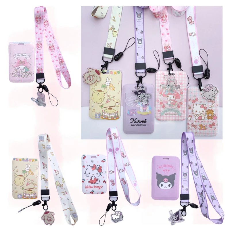 Пластиковый шнурок с мультяшным аниме My Melody Kuromi Purin Dog Kt Cat держатели для карт