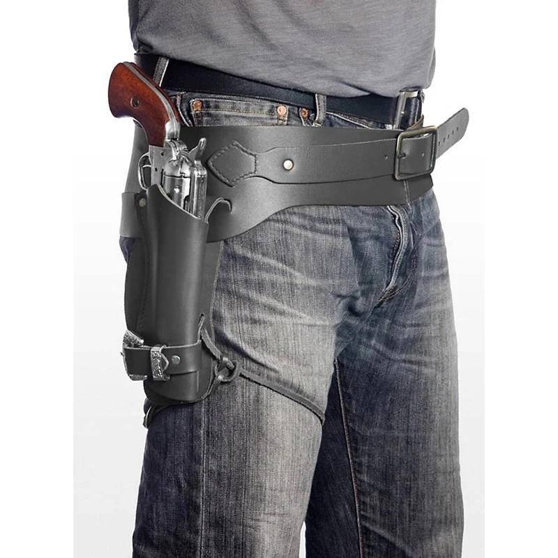 Cosplay Cowboy Steampunk Pistol Revolver Holster Belt Outlaw Sheriff Gun Holder Bag Drop Leg Gunfight Gear Accessory For Larp |