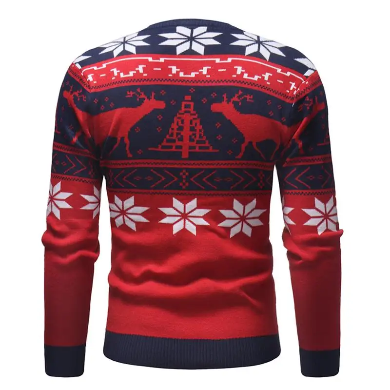 Spring Autumn High Quality O-neck Men Sweater Deer Print Casual Slim Male Computer Knitted Pull Homme Youth Teens XXL