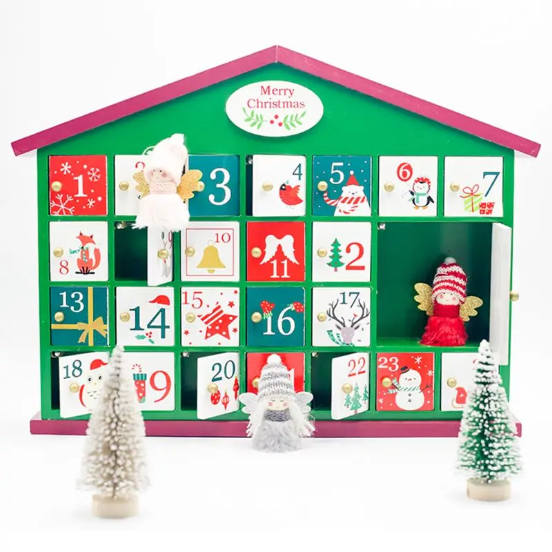 

Wooden Christmas Advent Countdown Calendar Box 24 Drawers Candy Gift Boxes Home Decoration 94PC