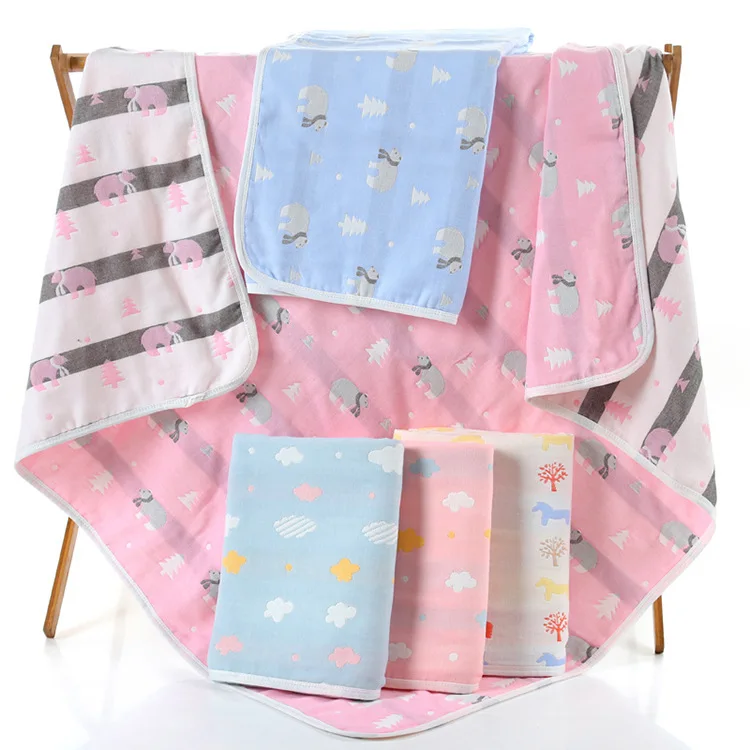 

Manufacturers Currently Available Three Layer Gauze Cotton Infants Children's Quilt Airable Cover Wholesale Summer Blanket BABY'