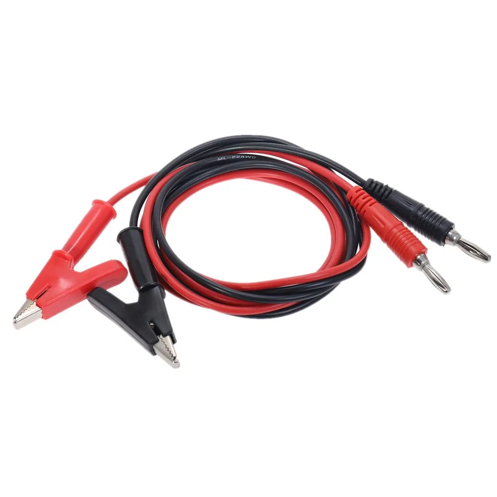 Copper 4mm Banana Plug to Shrouded Alligator 15A Banana Plug to Alligator Clip Cable Leads 1M For Testing Probe 2pcs alligator clips