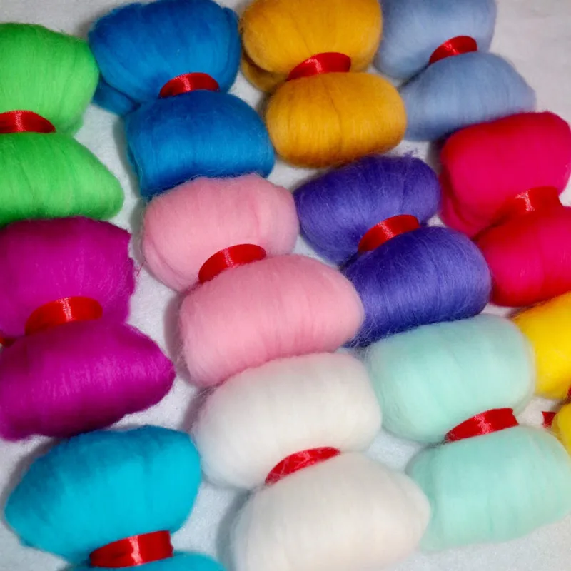 JX-LCLYL New 3g 40 Colors Merino Felting Wool Tops Fibre for Needle Felting & Wet Felting