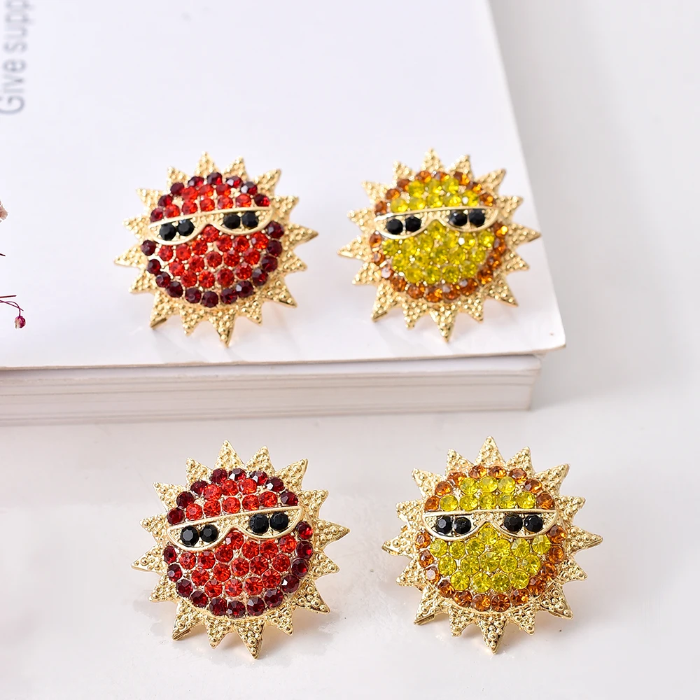 

Ztech New Sun Shape Round Stud Earrings For Women Girls Shiny Crystal Fashion Accessories High Quality Wholesale Accessories