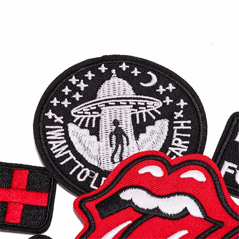 Patch 24 Patches - Random Logo Iron/Sew on Patch | Flag | Space | Car | Music Band | Cute Logo | Movie | Cartoon | Text | Animal | Spo