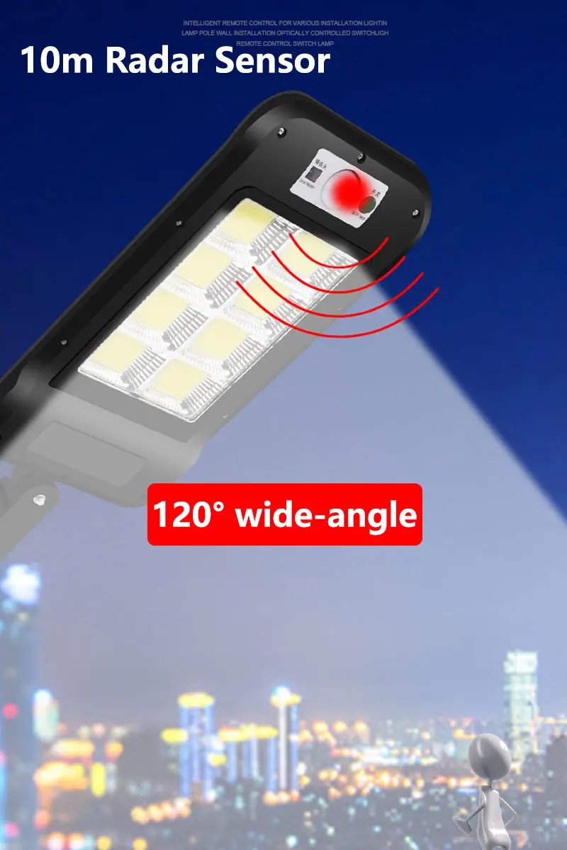 160 cob solar led luz de rua