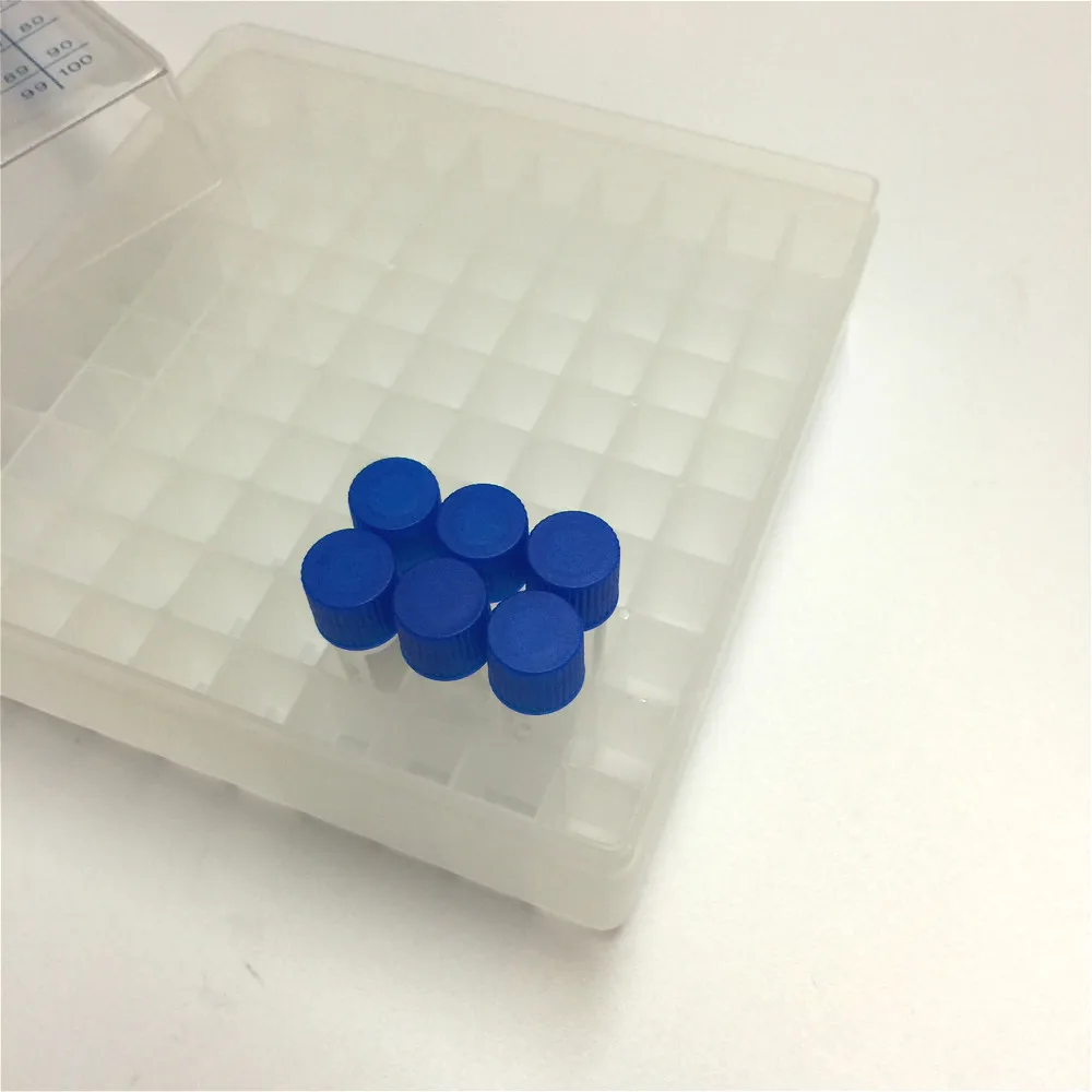 Freezing Tube Box 1.8ml Plastic Preservative Tube Box Hight Quality 100 Holes PP 100 Vents Suitable For 1.8ml Frozen