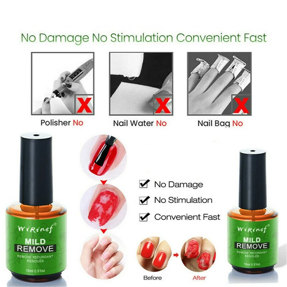 15ML Magic Nail Polish Remover Nail Polish Delete Primer Nail Burst Cleanser Soak Off Cap UV Gel Polish Cleaning Accessories