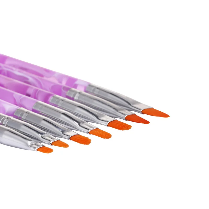 7pcs Purple Acrylic Nail Brushes Nail Art Design Painting Tool Pen For UV Gel Polish Brush Set Kit Art Brush Pen Tools