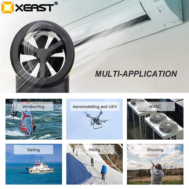 XEAST Hyun Оранжевый Мини HT-807 Анемометр, цифровой Bluetooth Цифровой Карманный анемометр термометр погоды