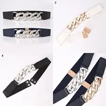 

Ladies Smooth Dress Belt High Elastic Wide Gold Metal Chain Belt Stylish Exaggerated Metal Thick Chain Belt For Ladies