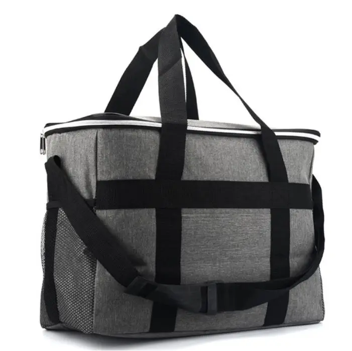gray 24L Large Thermal Food Cooler Bag Insulated Large Capacity Multi-function Lunch Box bolsa wine cans cooler bag picknick coolers - Цвет: gray