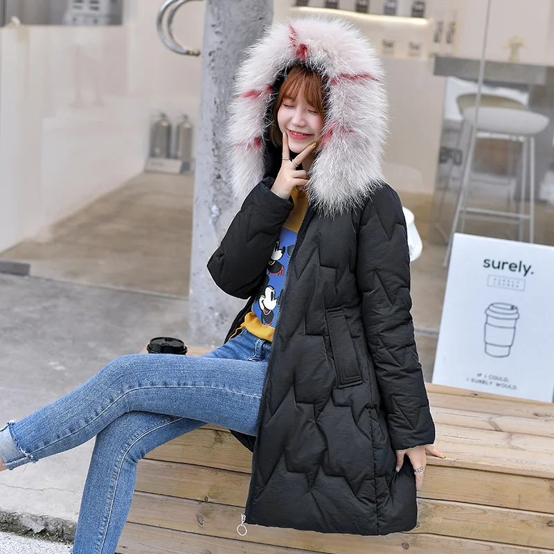Down parka cultivate morality joker thickening heavy hair brought down cotton-padded jacket female warm coat