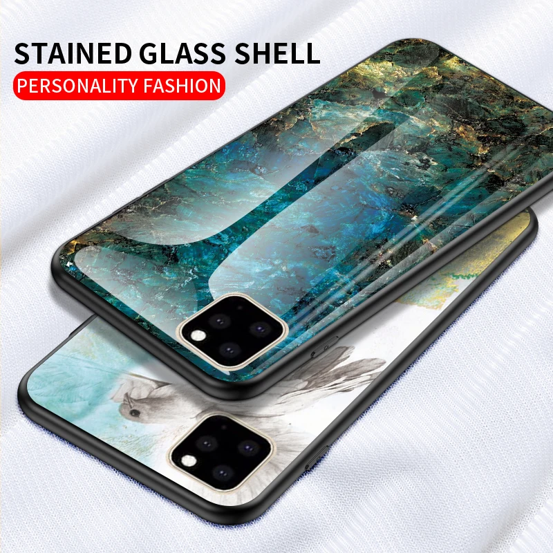 Чехол для iphone 11 Pro Max из закаленного стекла с мраморным рисунком чехол телефона XR X