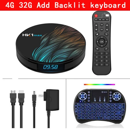 HK1 Max Smart tv Box Android 9,0 4 Гб 64 Гб Четырехъядерный 4K 5,8G Wifi Google голосовой помощник Netflix Youtube ip tv медиаплеер PK H96 - Цвет: 4G 32G Add keyboard