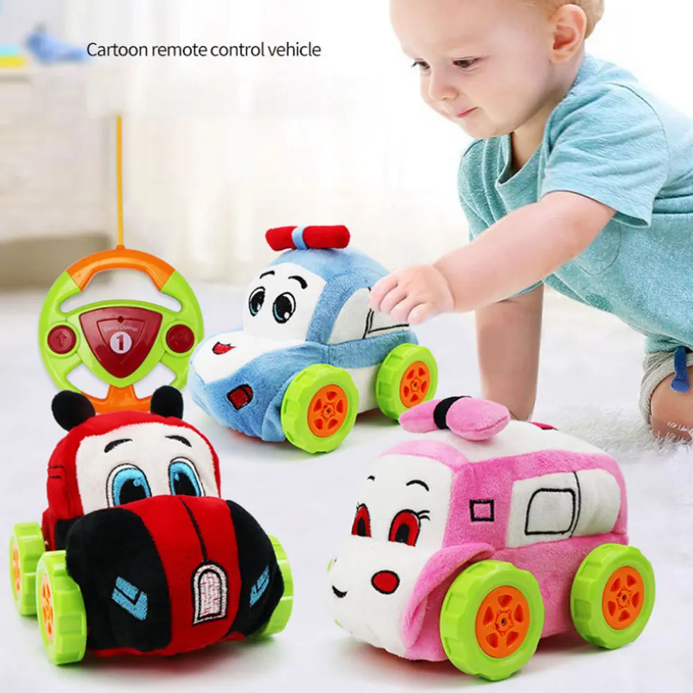 

Plush Remote Control Car Baby Off-road Vehicle Anti-collision Shatter-resistant Washable Cartoon RC Car Toys for Children Kids