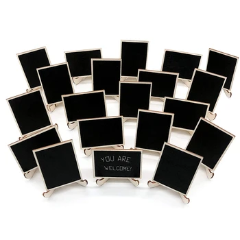 

20 Pack Wood Signs with Support Easels, Place Cards, Small Rectangle Chalkboards Blackboards for Weddings, Birthday Parties