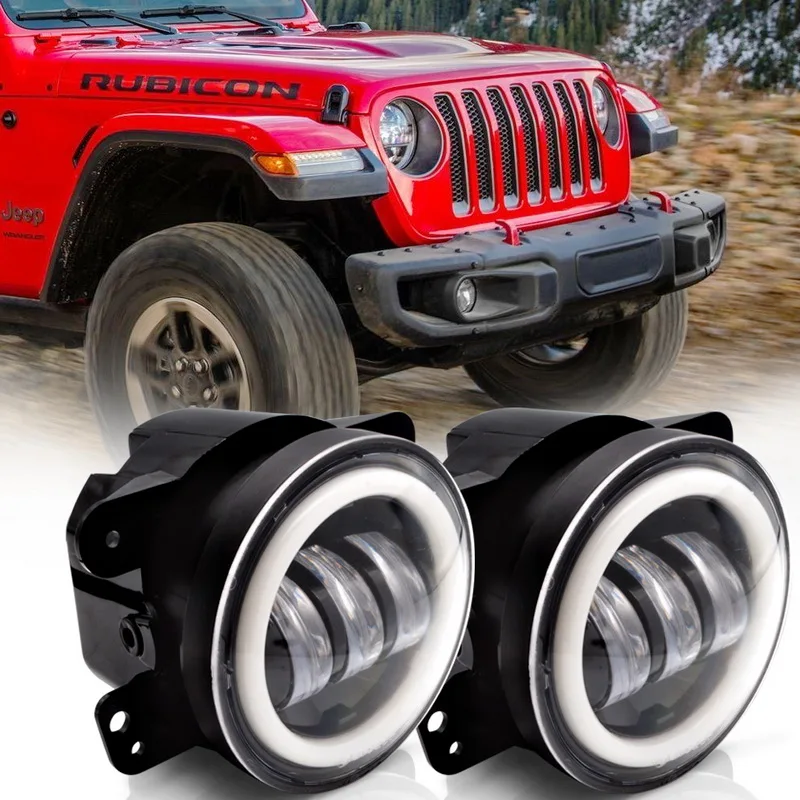  Safego 1 pair 50W 4 Inch LED Fog Light Bulb with Ring Waterproof Black Shell for Jeep Offroad Vehic - 4000109110122