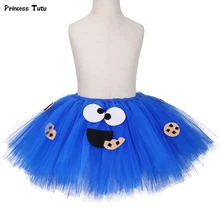 Комплект с юбкой-пачкой для девочек с монстрами, пышная синяя фатиновая юбка для детского праздника в честь Дня рождения, юбка-пачка, костюм для девушки для Хеллоуина