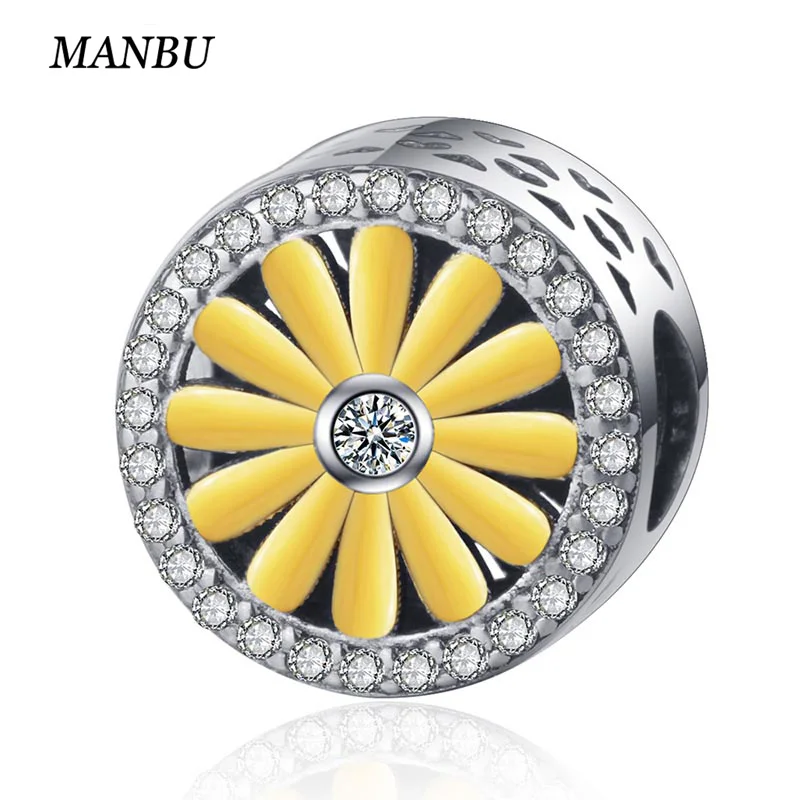 

MANBU 925 Sterling Silver small daisy beads for jewelry making fit bangle pendant and snake bracelet beads for women trendy gift