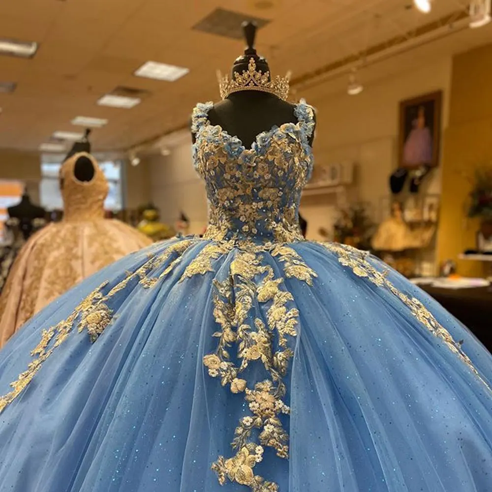 Blue Ball Gown Quinceanera Dresses 