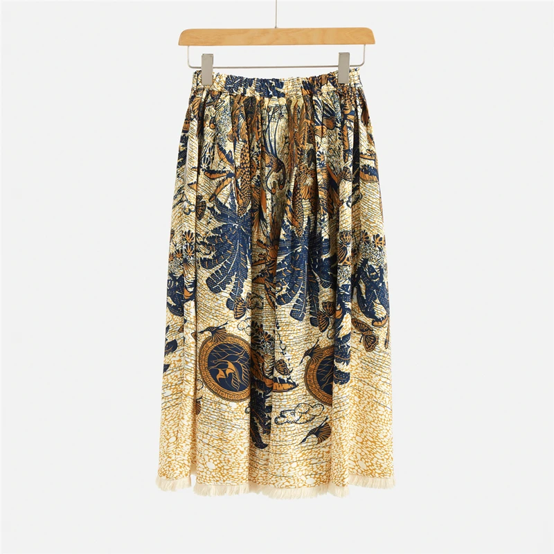 Cena Marwin 2020 New Coming wiosna drukowanie europejskiej imperium linii połowy łydki Tassel główna ulica Casual Style moda kobiety spódnice