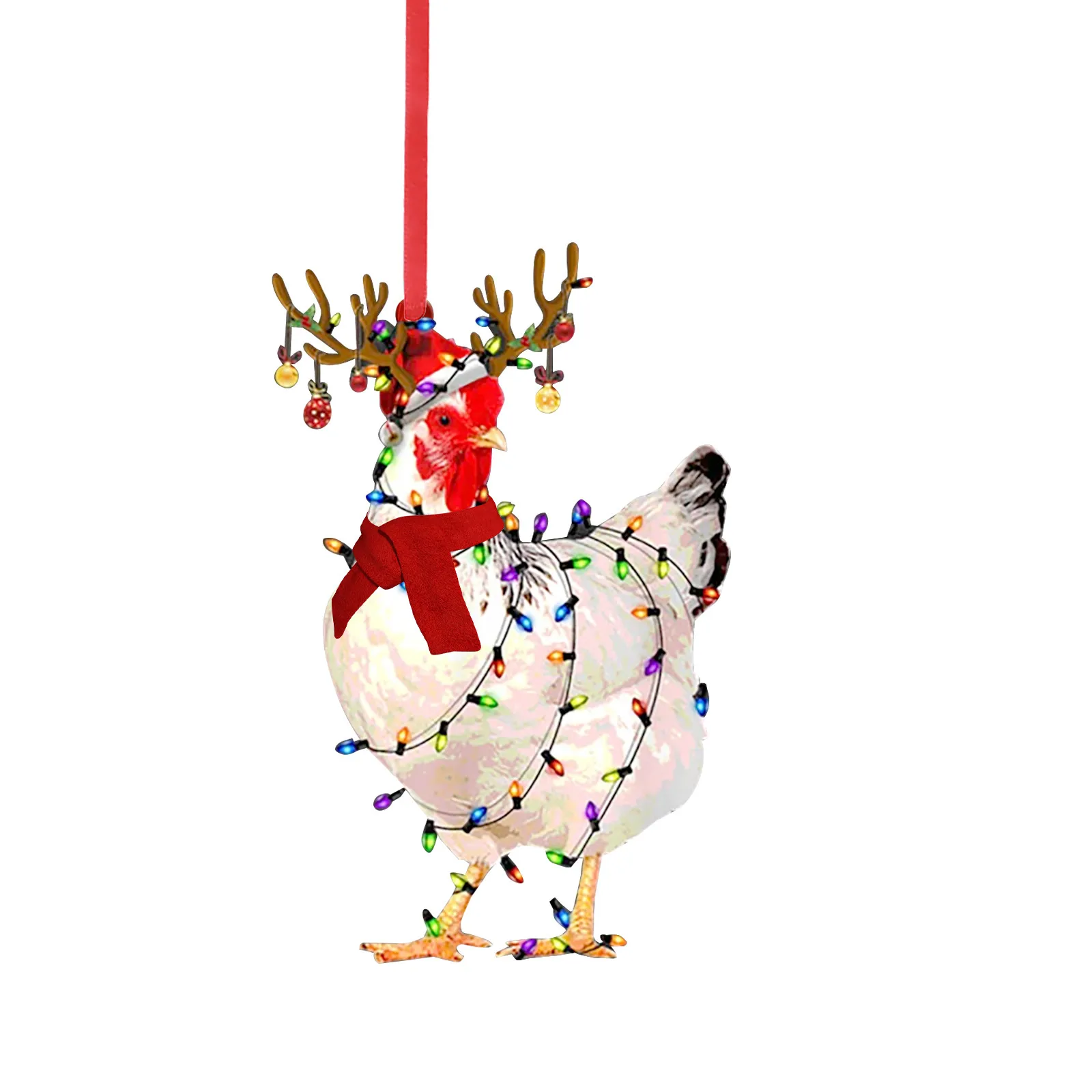 Christmas Wooden Pendants Chicken Wood Crafts Christmas Tree Decorations Gifts Kid Toys Home Decorations New Year