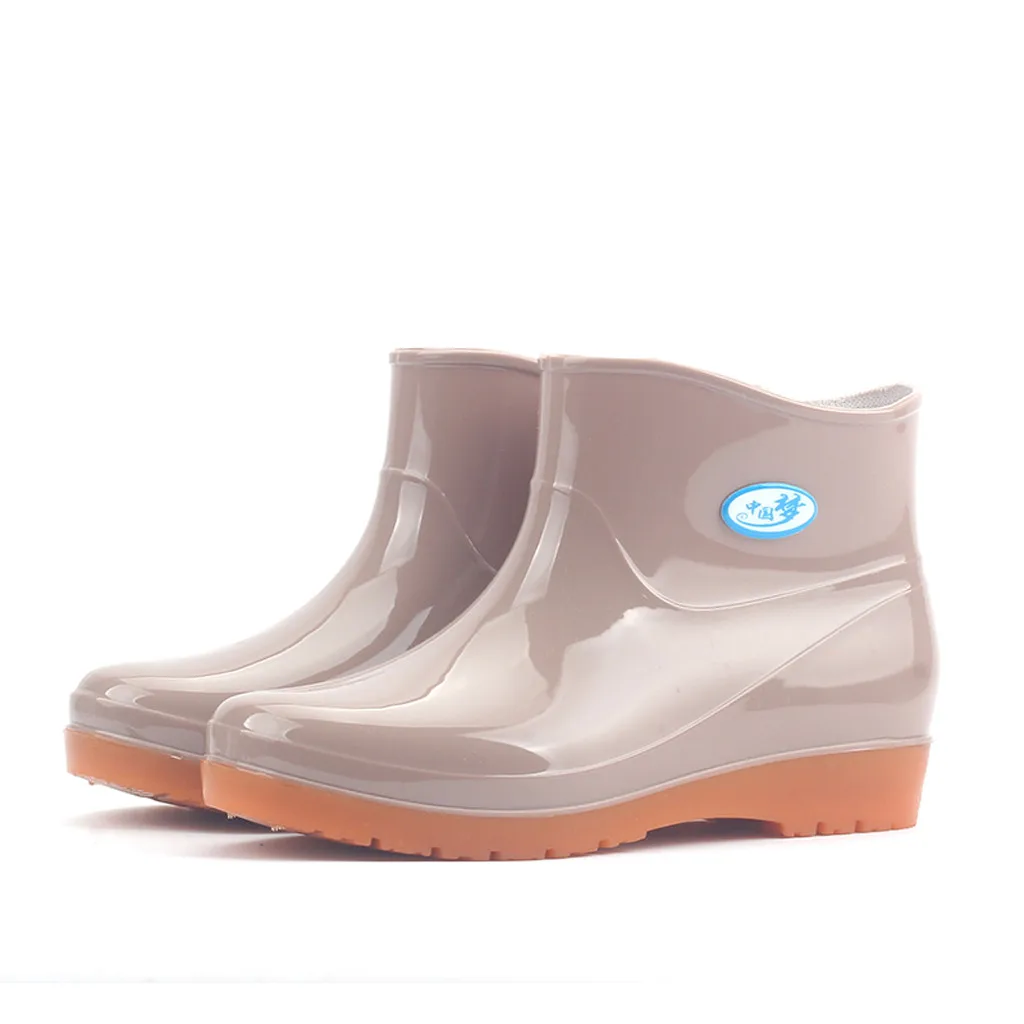 Новинка года; непромокаемые сапоги для отдыха; женская обувь на низком каблуке с круглым носком; непромокаемые сапоги-трубы средней высоты; обувь для дождливой погоды; chaussures femmes