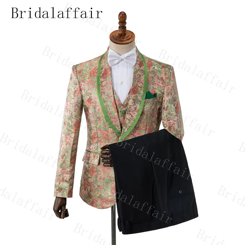 Bridalaffair красочные облака узор мужские свадебные костюмы итальянский дизайн на заказ черный смокинг пиджак 3 шт. костюмы жениха - Цвет: as image color