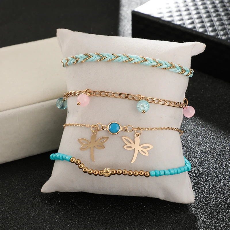 Tocona Boho Shell Layered Gold Color Foot Chain Barefoot Sandals Heart Fish Alloy Colorful Rope Anklets for Women Summer Jewelry - Image 6