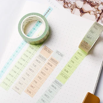 

Japanese Journal Stickers Washi Paper Tape Weekly 24 Hours Diary Timeline Plan Stickers Planner Accessories Stationery