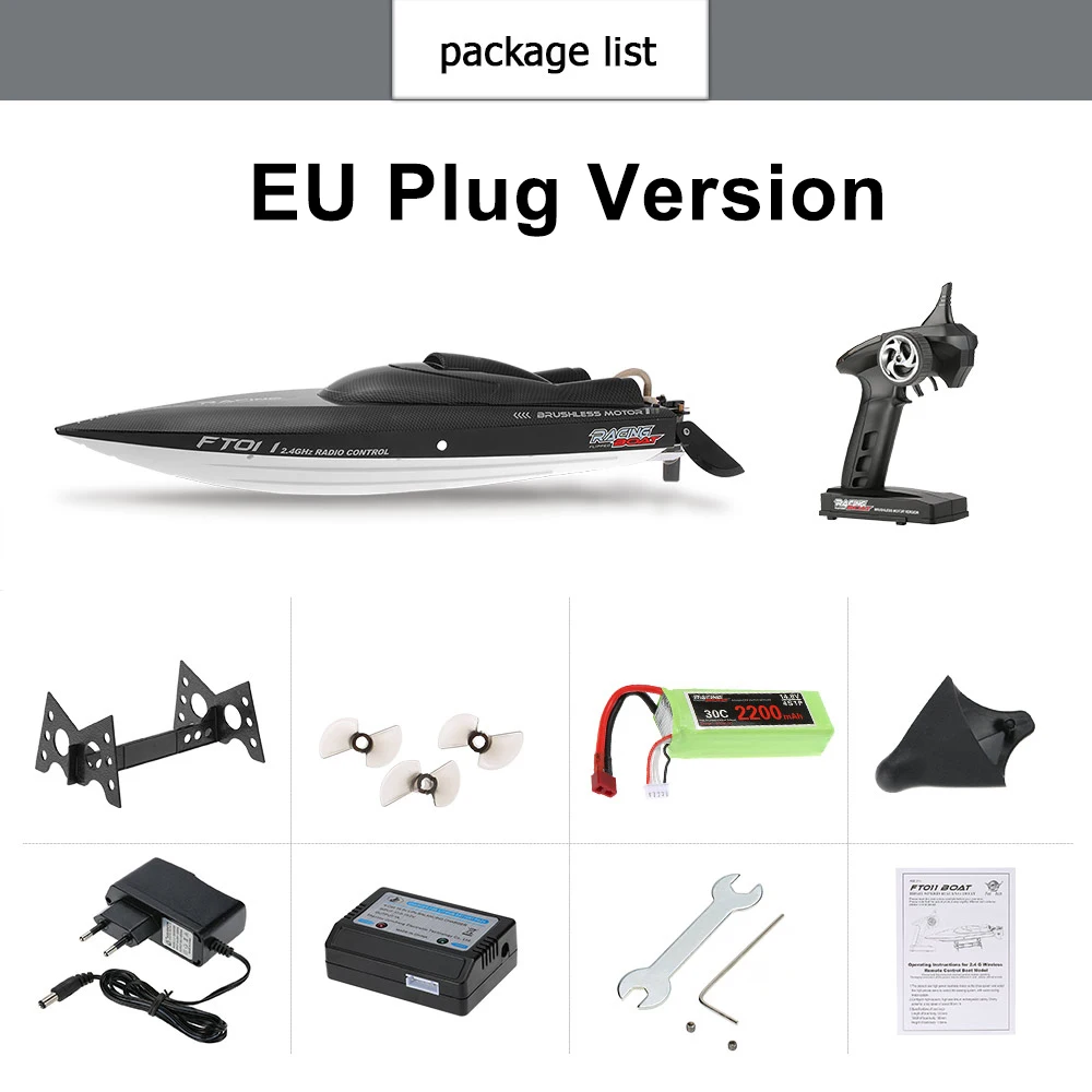 EU plug Feilun FT011 2,4G 55 км/ч высокая скорость RC гоночный катер с водяным охлаждением перевернутая функция самоправления для детей - Цвет: EU plug